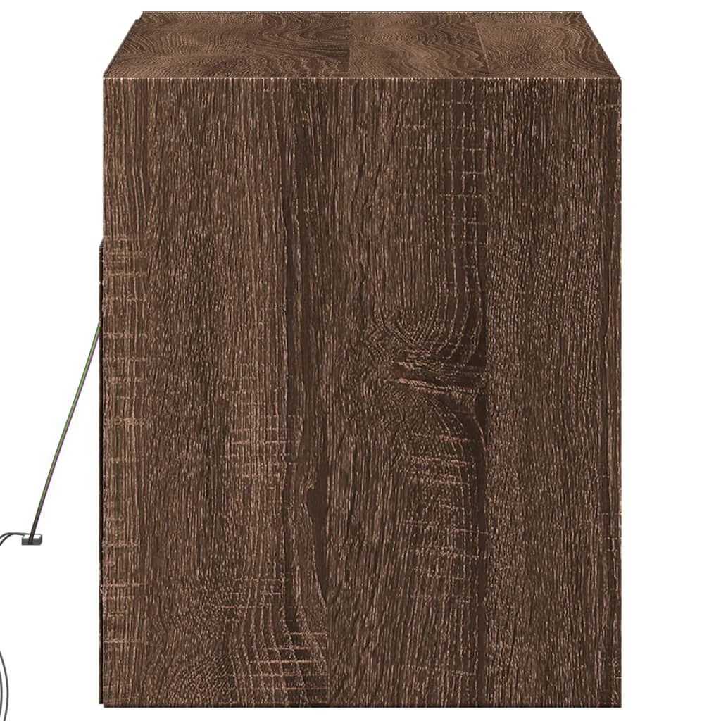 Meuble TV mural avec lumières LED chêne marron 100x31x35 cm - XIOS