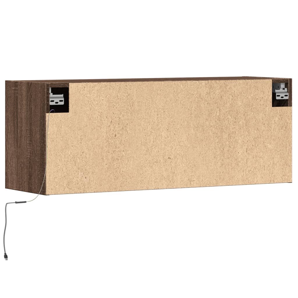 Meuble TV mural avec lumières LED chêne marron 100x31x35 cm - XIOS