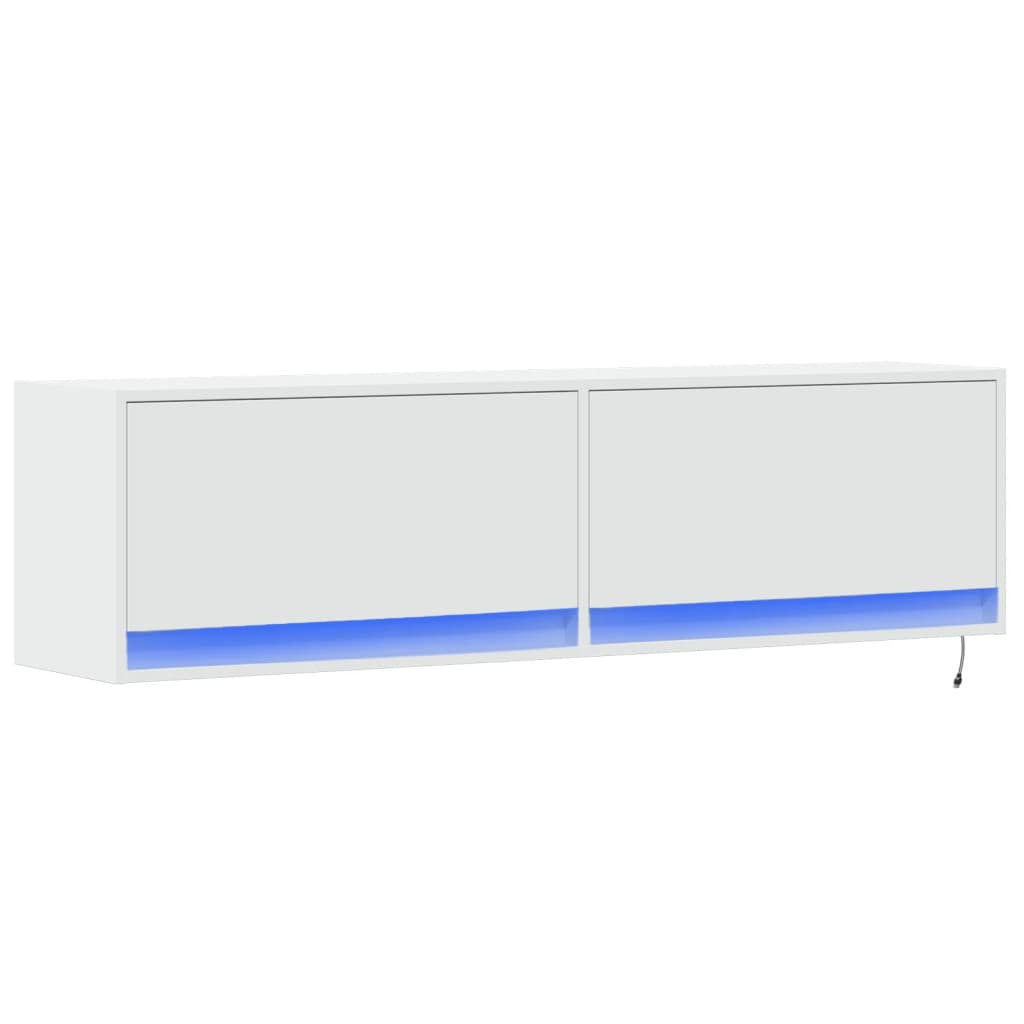 Meuble TV mural avec lumières LED blanc 140x31x38 cm - XIOS