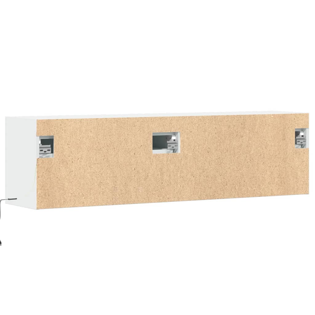 Meuble TV mural avec lumières LED blanc 140x31x38 cm - XIOS