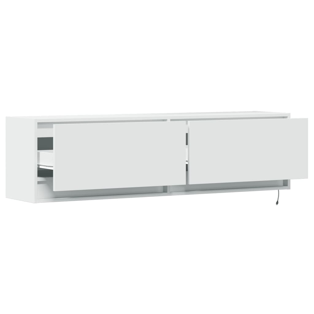 Meuble TV mural avec lumières LED blanc 140x31x38 cm - XIOS