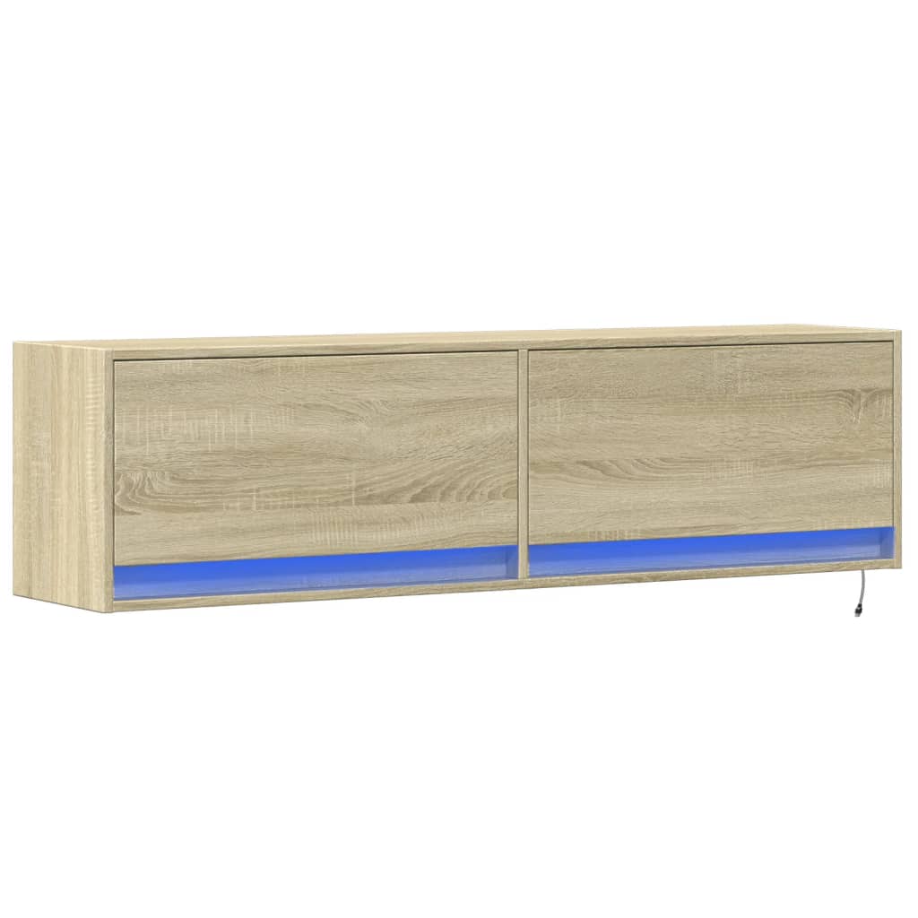 Meuble TV mural avec lumières LED chêne sonoma 140x31x38 cm - XIOS