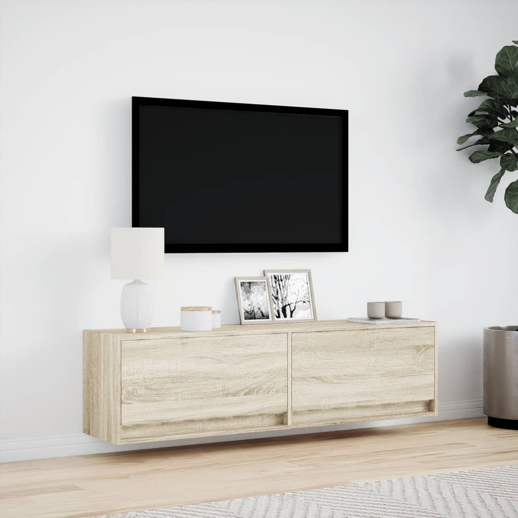 Meuble TV mural avec lumières LED chêne sonoma 140x31x38 cm - XIOS