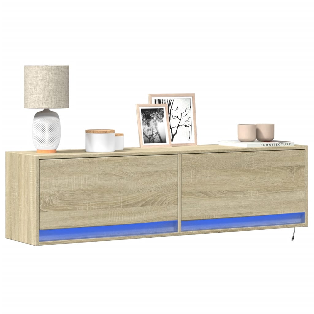 Meuble TV mural avec lumières LED chêne sonoma 140x31x38 cm - XIOS