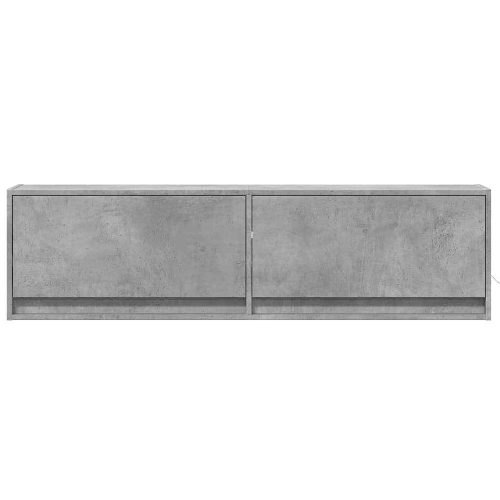 Meuble TV mural avec lumières LED gris béton 140x31x38 cm - XIOS