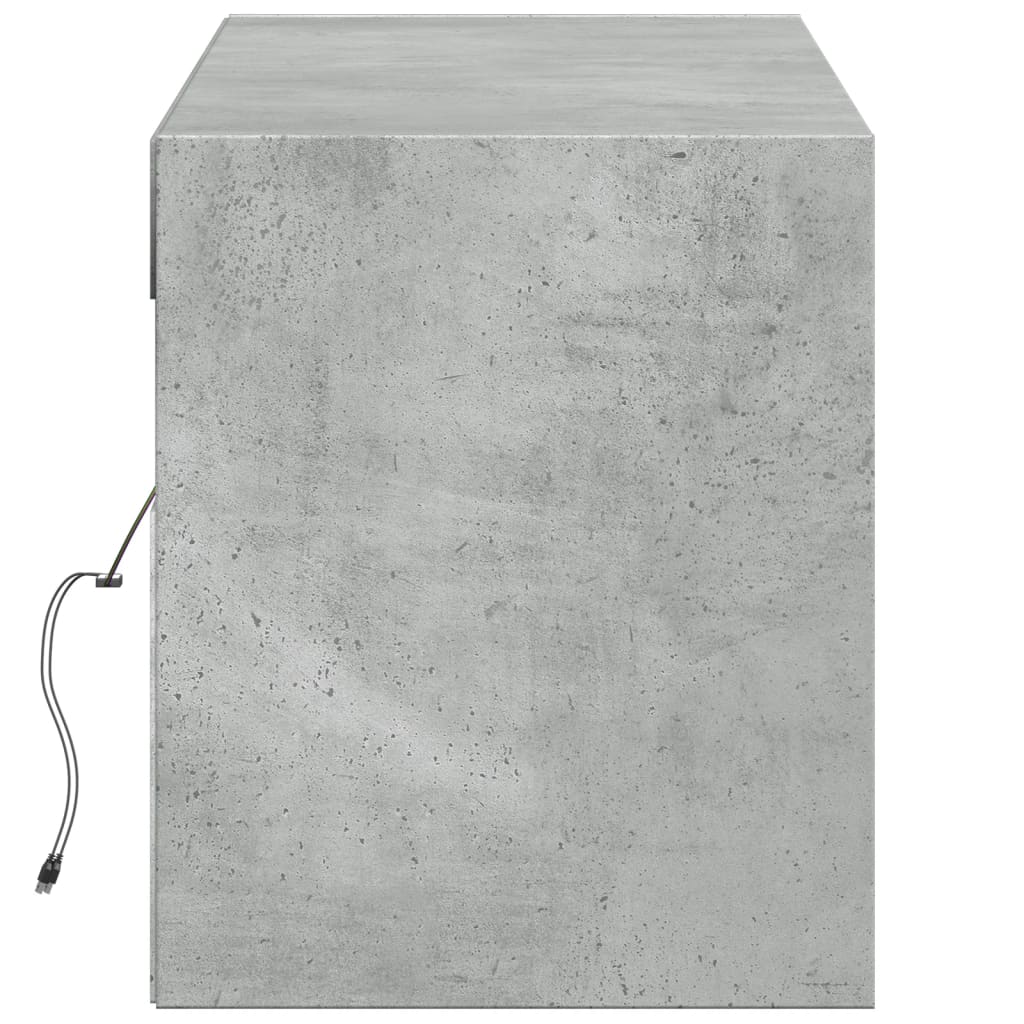 Meuble TV mural avec lumières LED gris béton 140x31x38 cm - XIOS