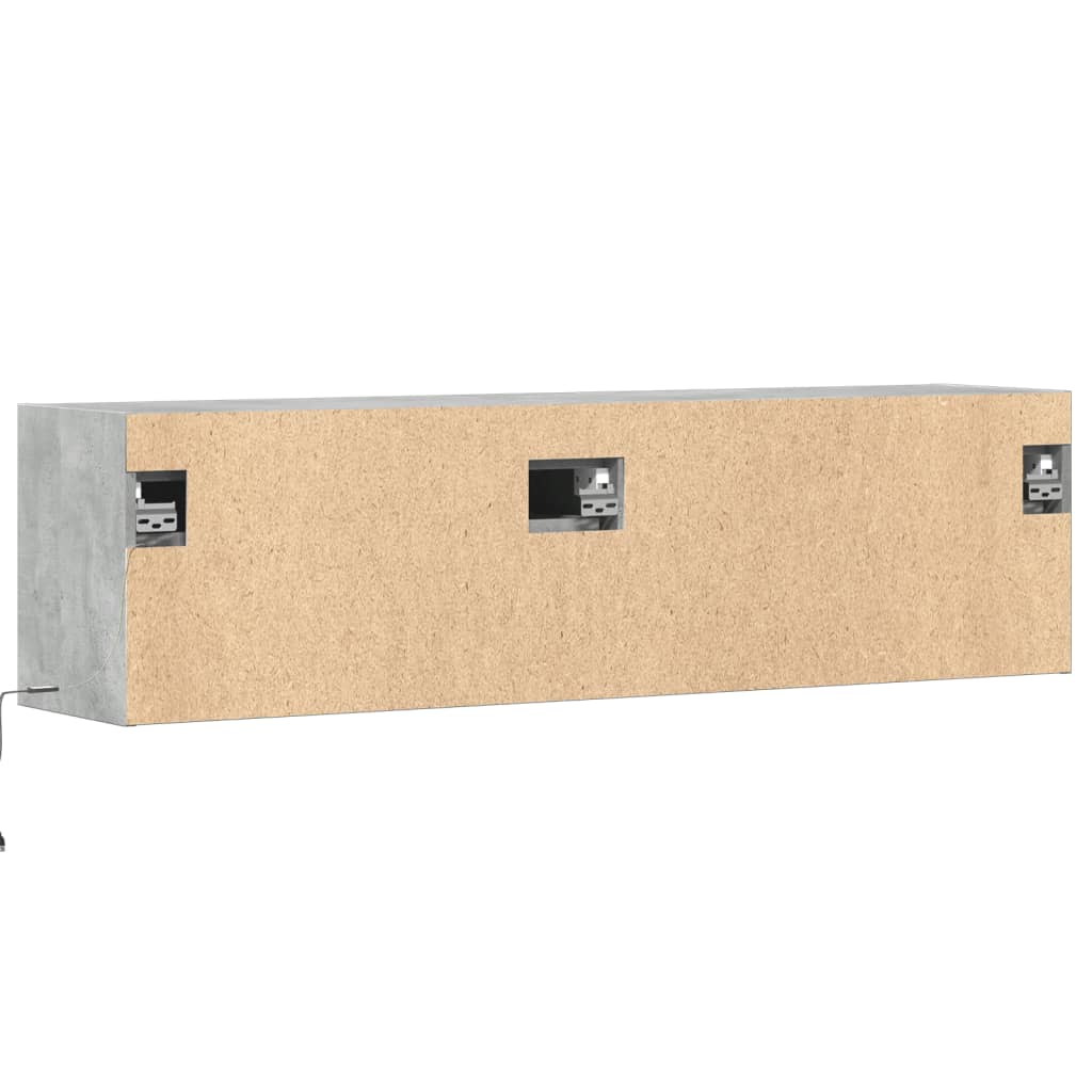 Meuble TV mural avec lumières LED gris béton 140x31x38 cm - XIOS
