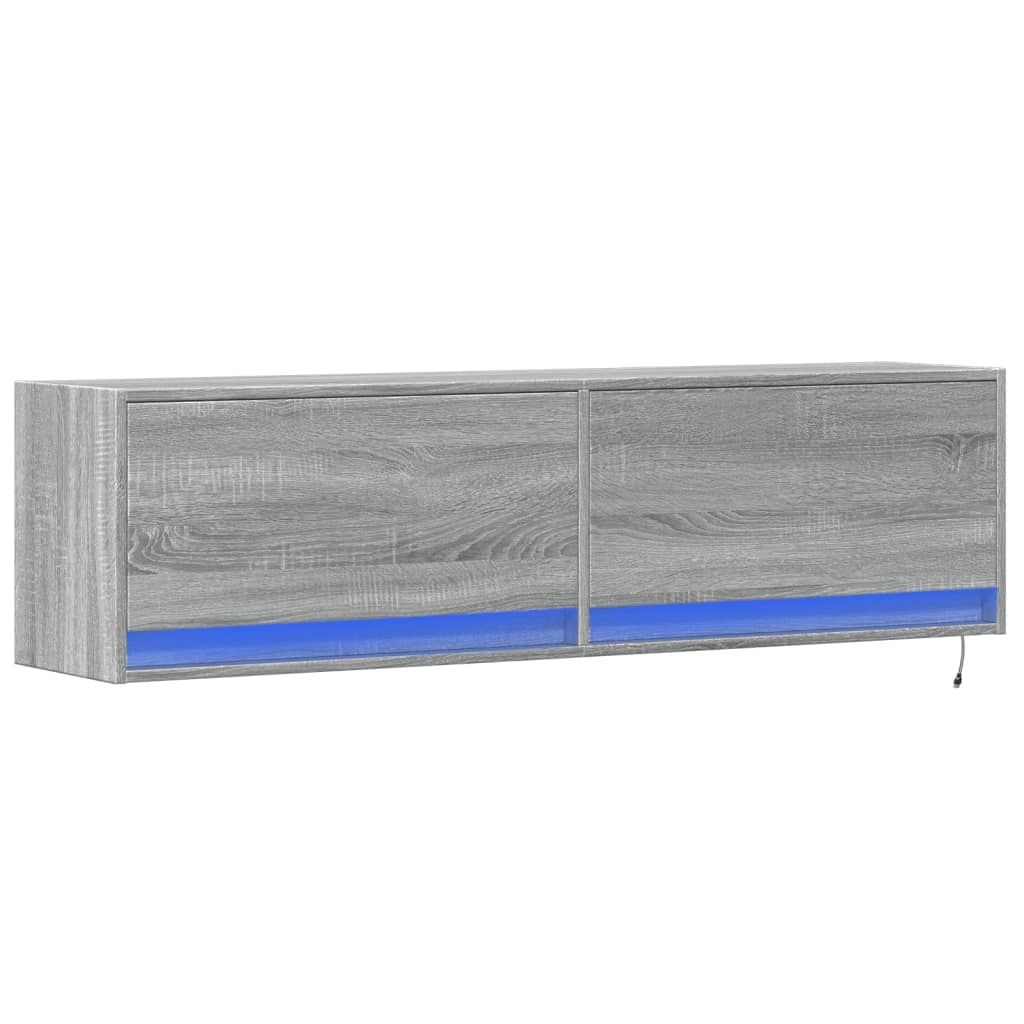 Meuble TV mural avec lumières LED sonoma gris 140x31x38 cm - XIOS