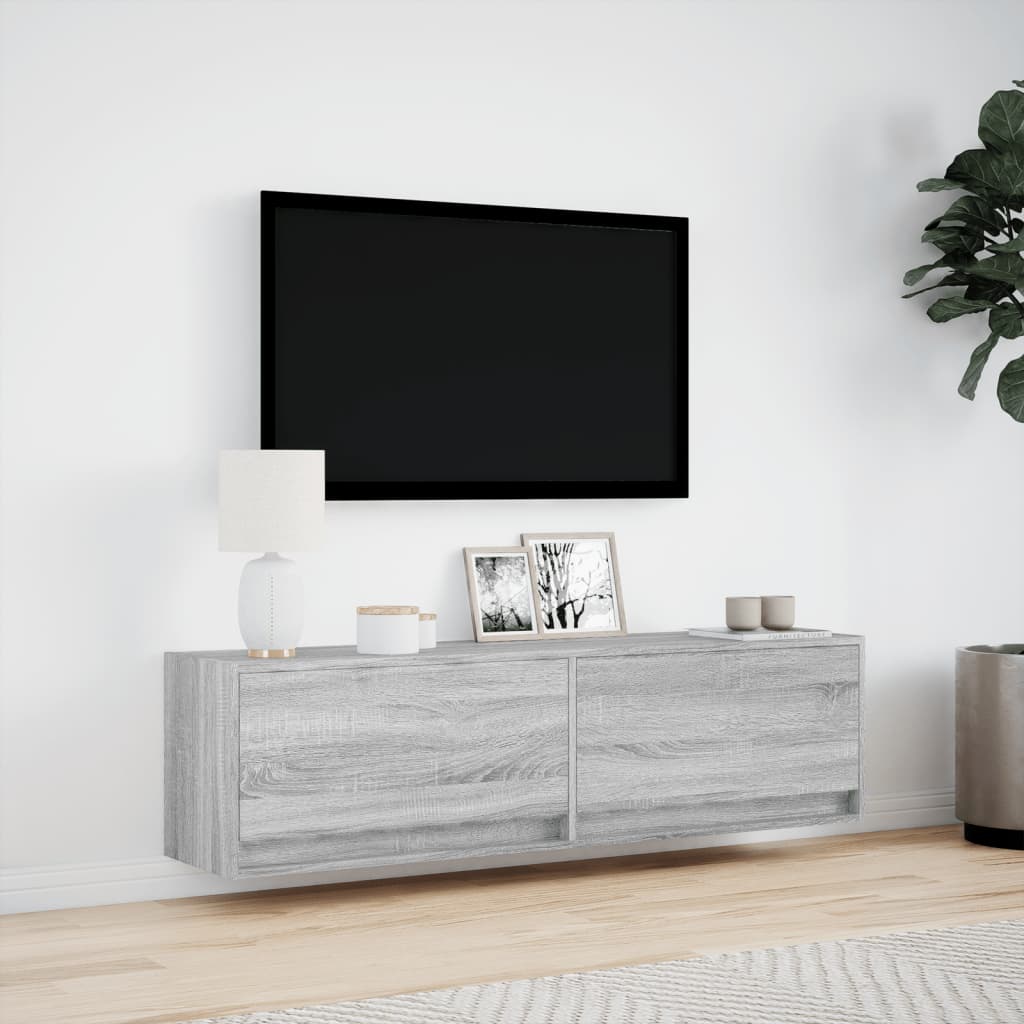 Meuble TV mural avec lumières LED sonoma gris 140x31x38 cm - XIOS