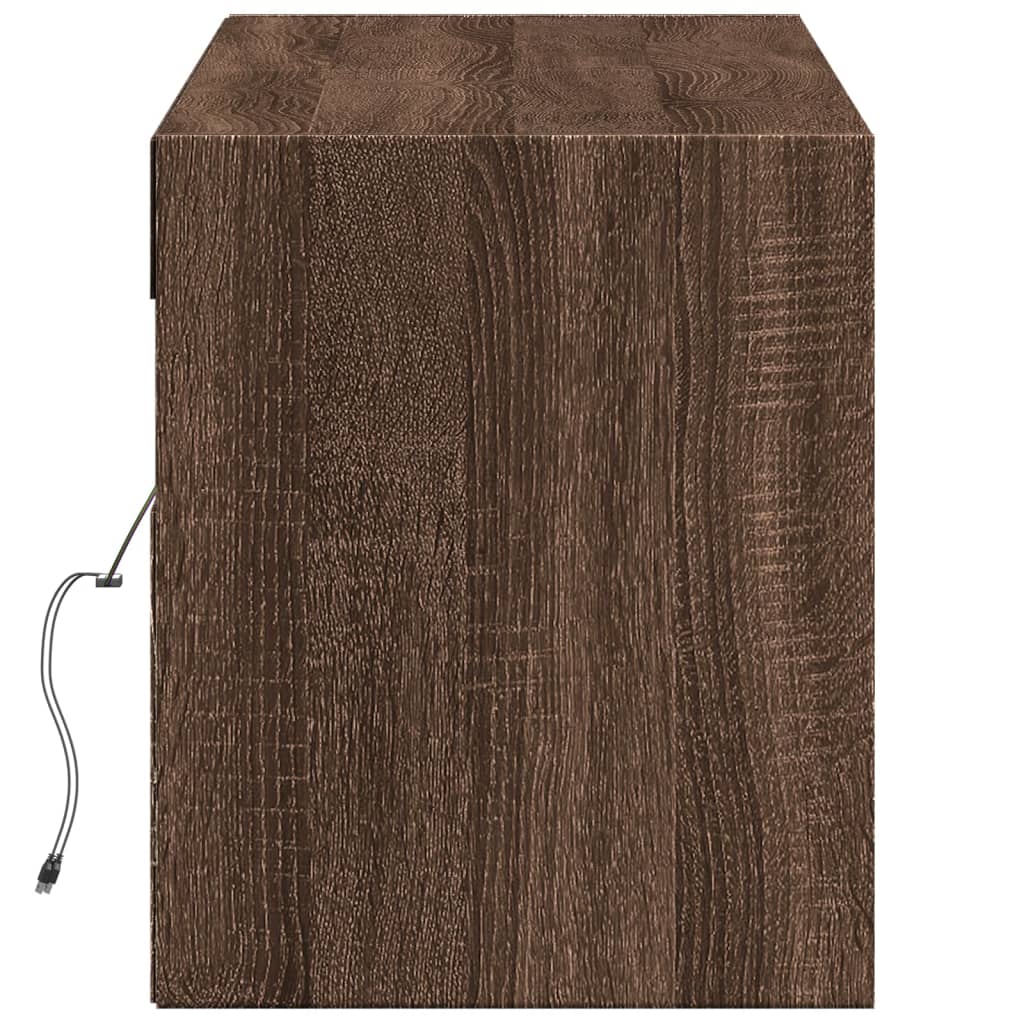 Meuble TV mural avec lumières LED chêne marron 140x31x38 cm - XIOS