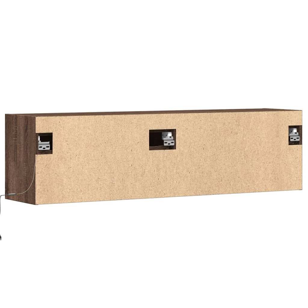 Meuble TV mural avec lumières LED chêne marron 140x31x38 cm - XIOS