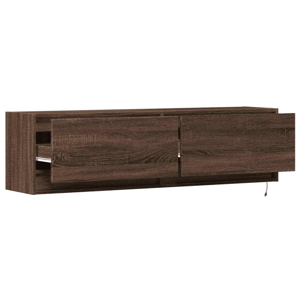 Meuble TV mural avec lumières LED chêne marron 140x31x38 cm - XIOS