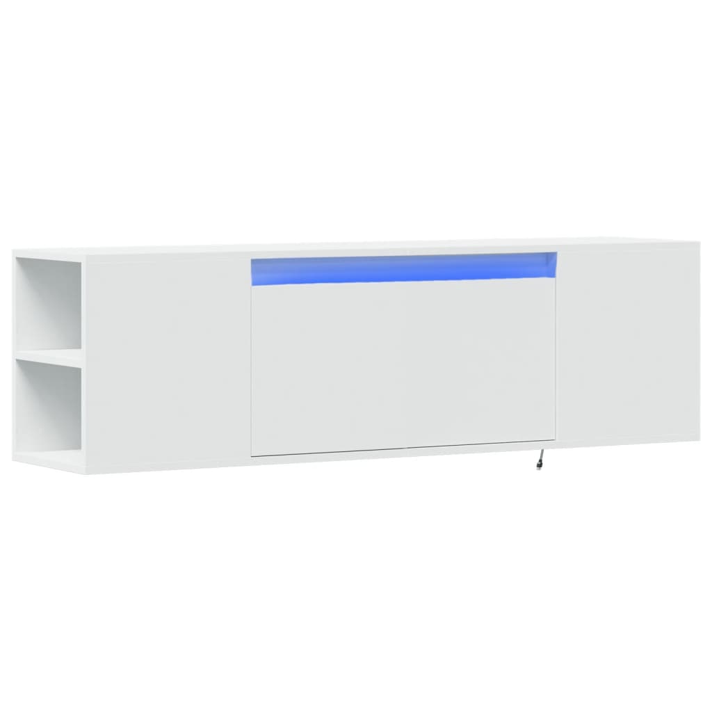 Meuble TV mural avec lumières LED blanc 135x31x39,5 cm - XIOS