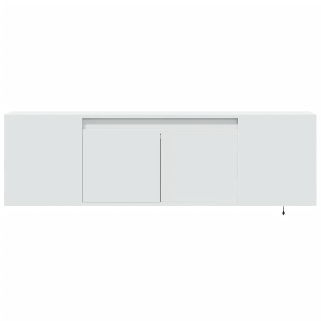 Meuble TV mural avec lumières LED blanc 135x31x39,5 cm - XIOS