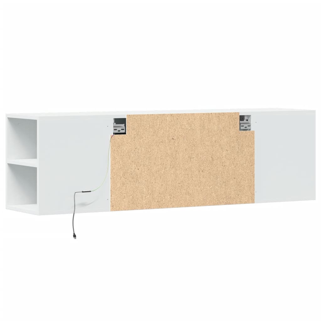 Meuble TV mural avec lumières LED blanc 135x31x39,5 cm - XIOS