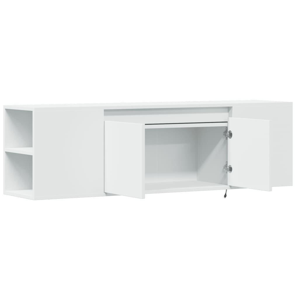 Meuble TV mural avec lumières LED blanc 135x31x39,5 cm - XIOS