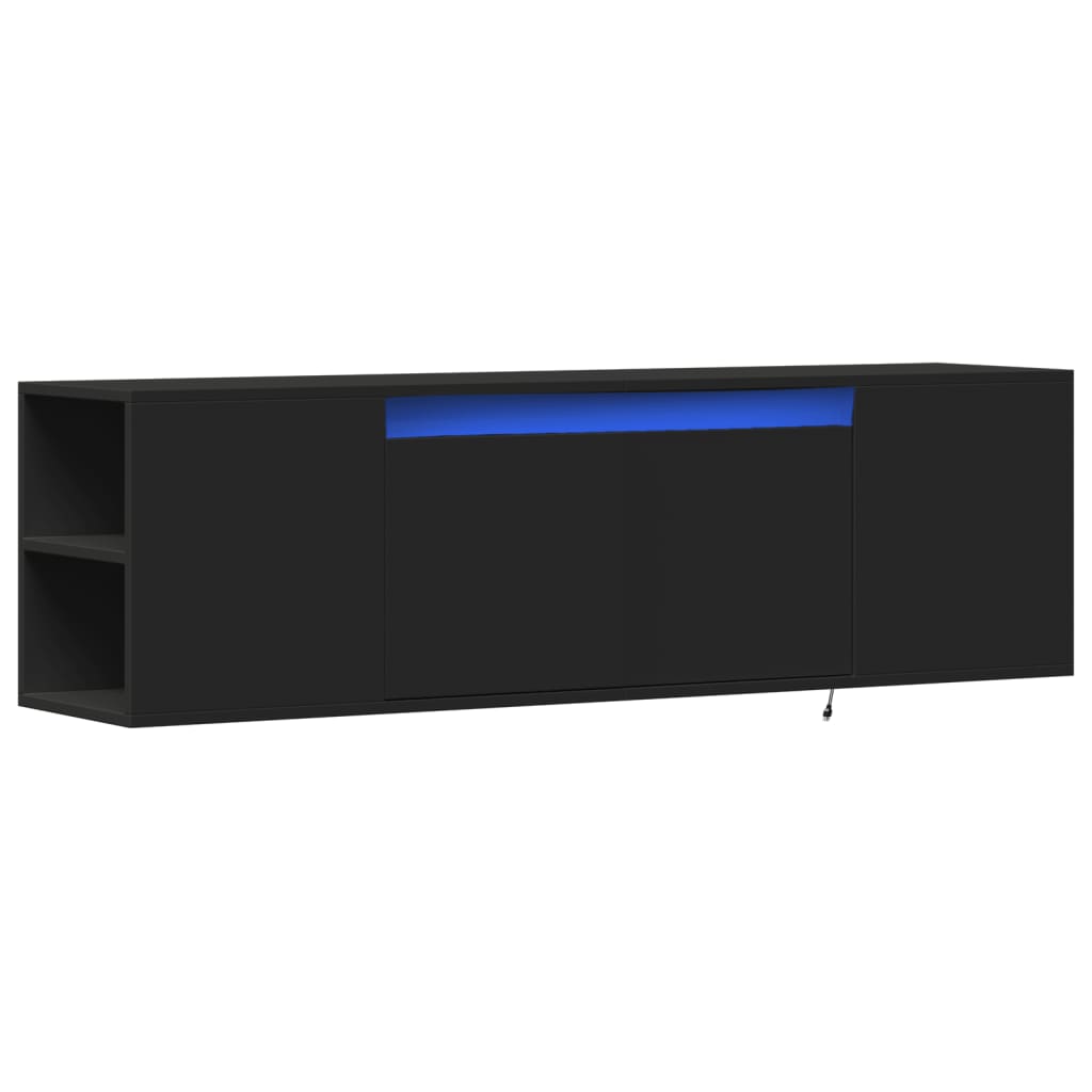 Meuble TV mural avec lumières LED noir 135x31x39,5 cm - XIOS