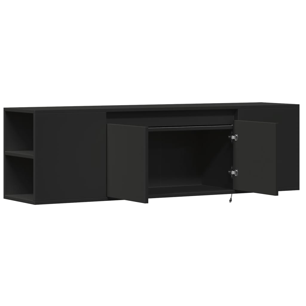 Meuble TV mural avec lumières LED noir 135x31x39,5 cm - XIOS