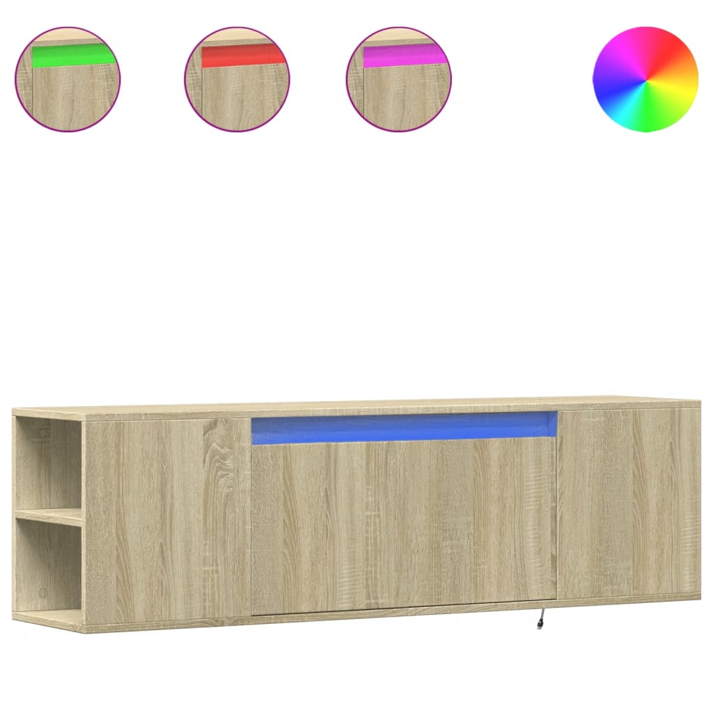 Meuble TV mural avec lumières LED chêne sonoma 135x31x39,5 cm - XIOS