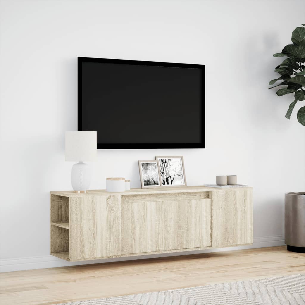 Meuble TV mural avec lumières LED chêne sonoma 135x31x39,5 cm - XIOS