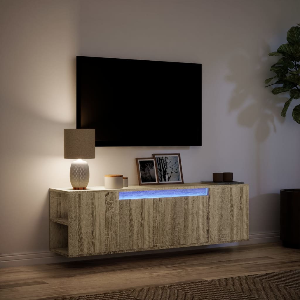 Meuble TV mural avec lumières LED chêne sonoma 135x31x39,5 cm - XIOS