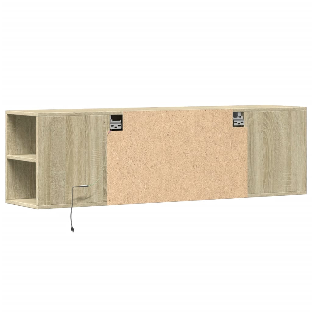 Meuble TV mural avec lumières LED chêne sonoma 135x31x39,5 cm - XIOS