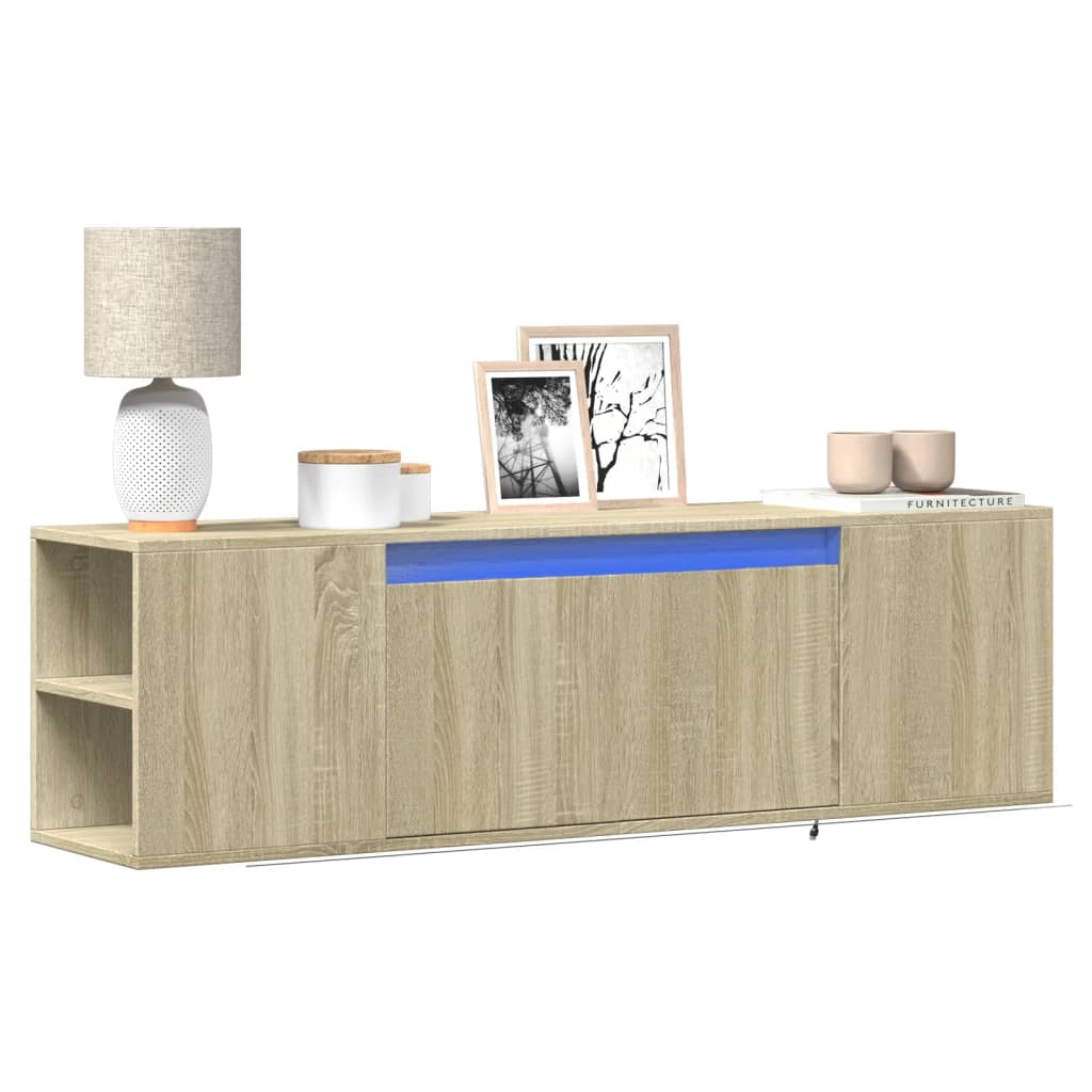 Meuble TV mural avec lumières LED chêne sonoma 135x31x39,5 cm - XIOS