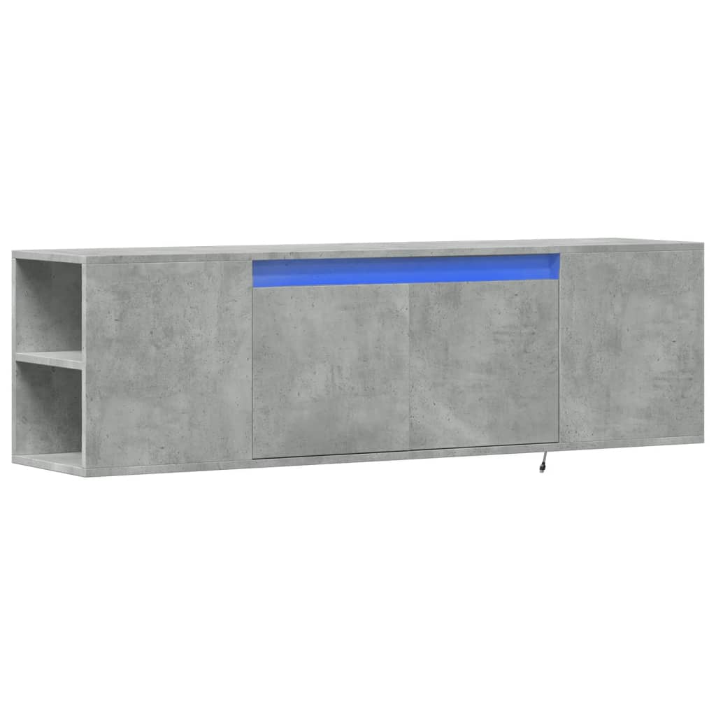 Meuble TV mural avec lumières LED gris béton 135x31x39,5 cm Meubles TV vidaXL   
