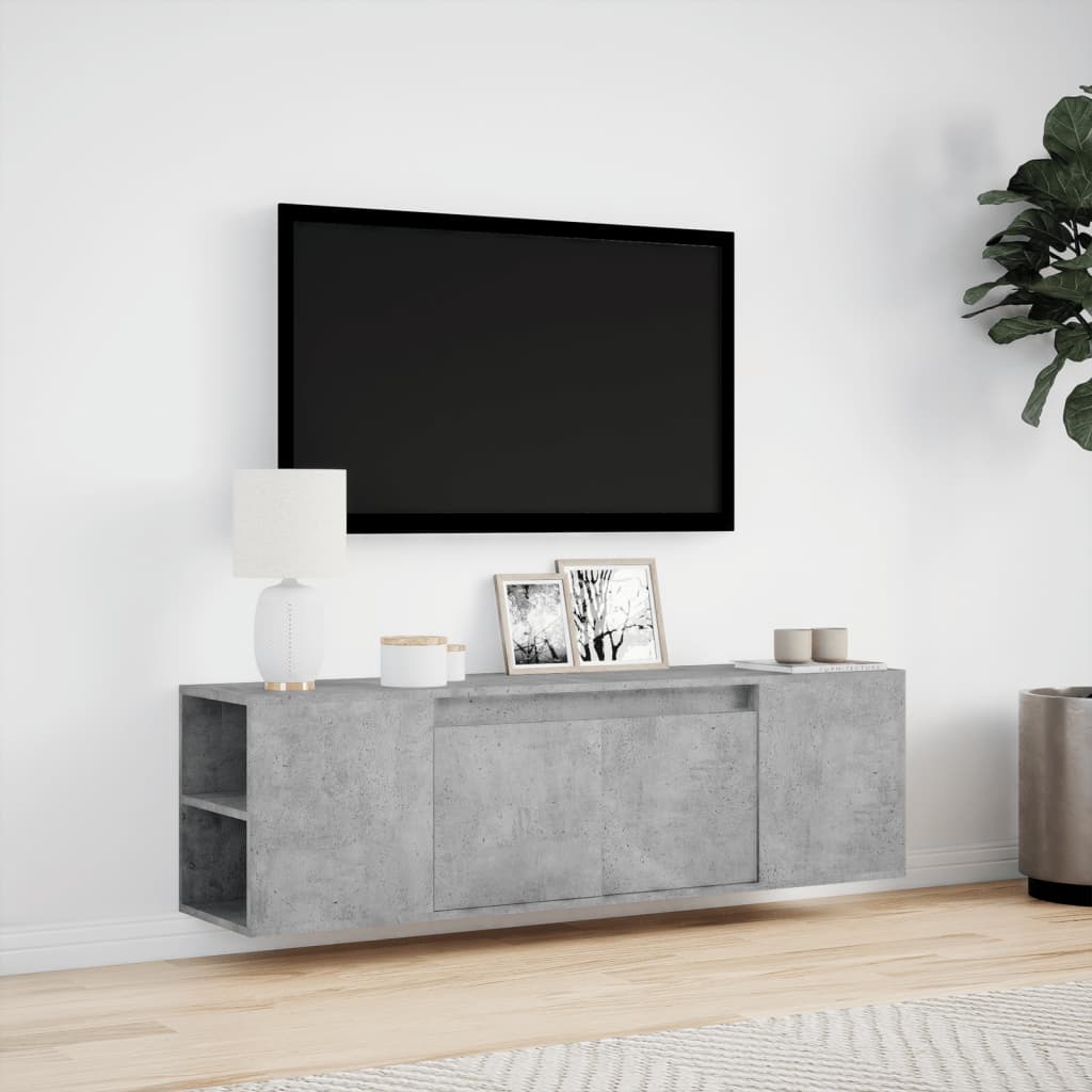 Meuble TV mural avec lumières LED gris béton 135x31x39,5 cm Meubles TV vidaXL   
