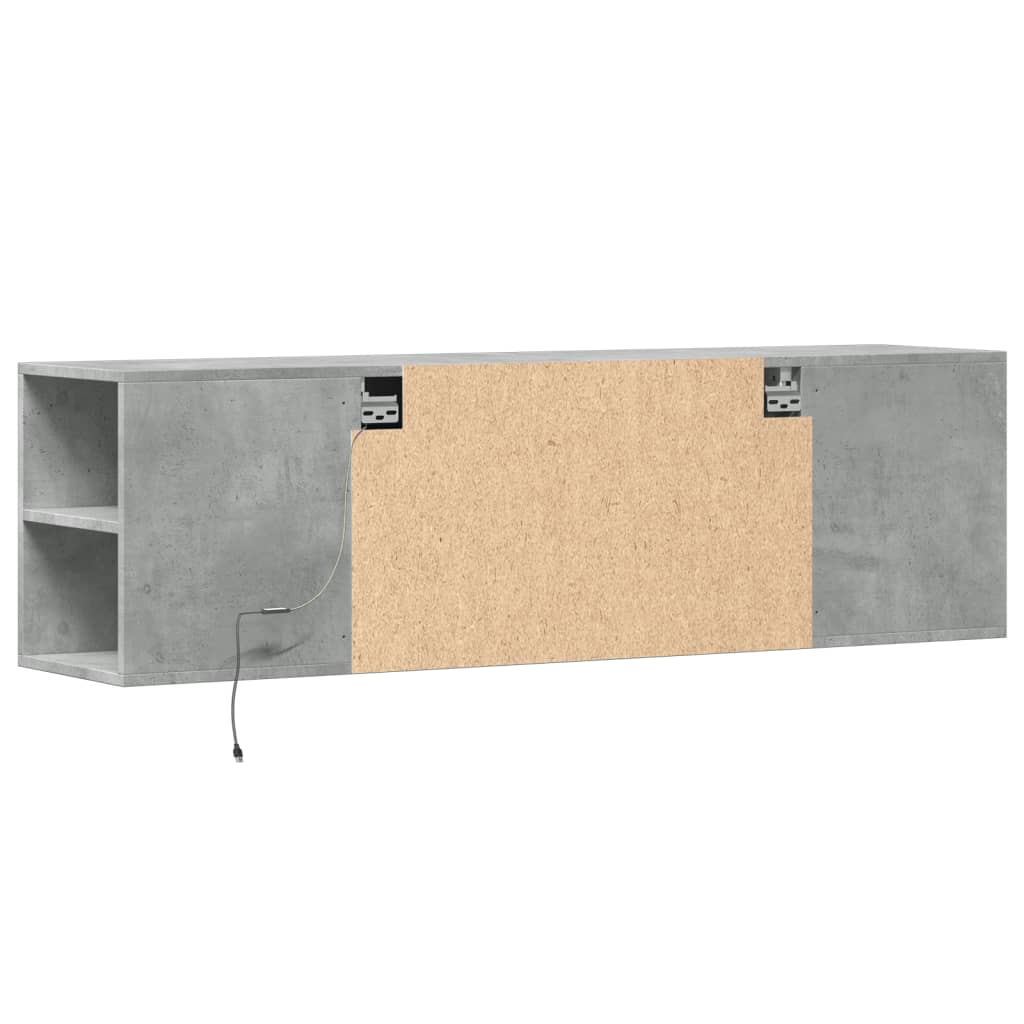 Meuble TV mural avec lumières LED gris béton 135x31x39,5 cm Meubles TV vidaXL   