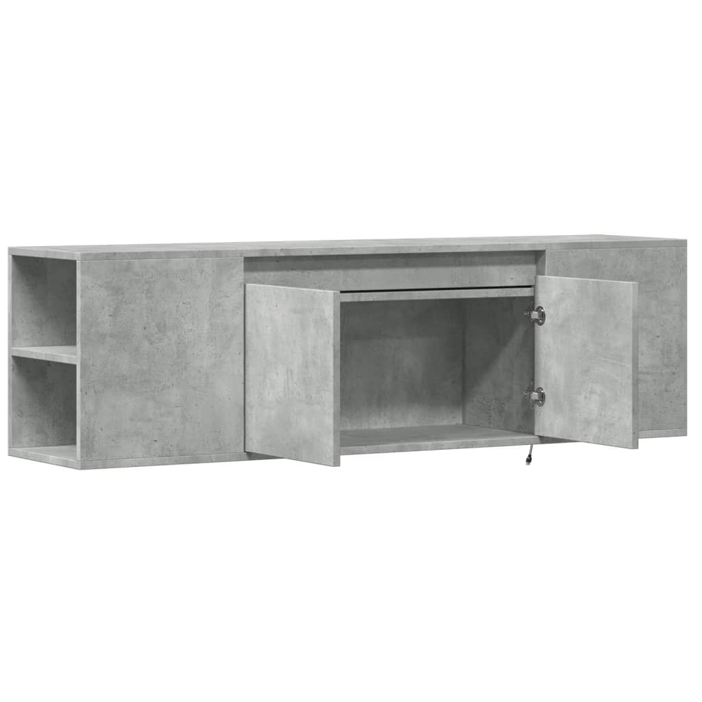 Meuble TV mural avec lumières LED gris béton 135x31x39,5 cm Meubles TV vidaXL   