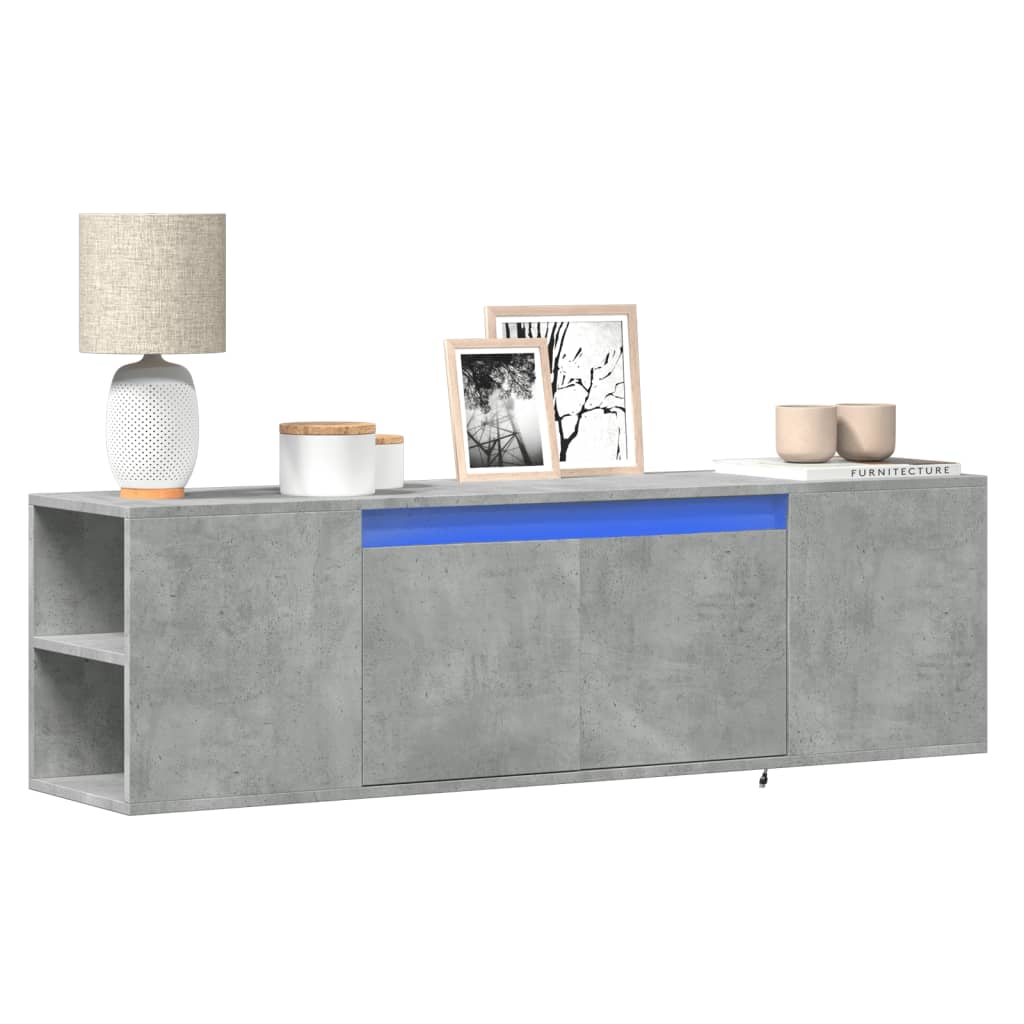 Meuble TV mural avec lumières LED gris béton 135x31x39,5 cm Meubles TV vidaXL   