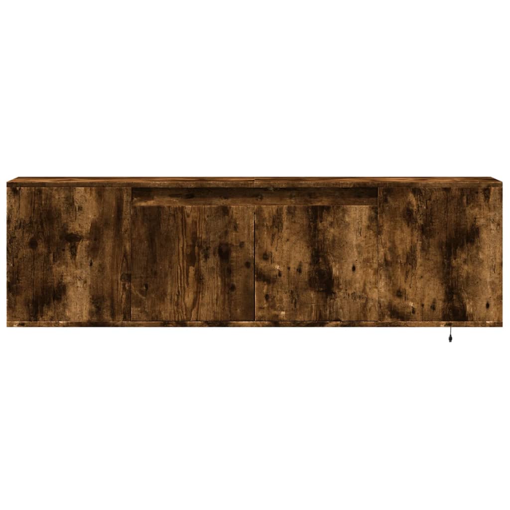 Meuble TV mural avec lumières LED chêne fumé 135x31x39,5 cm - XIOS