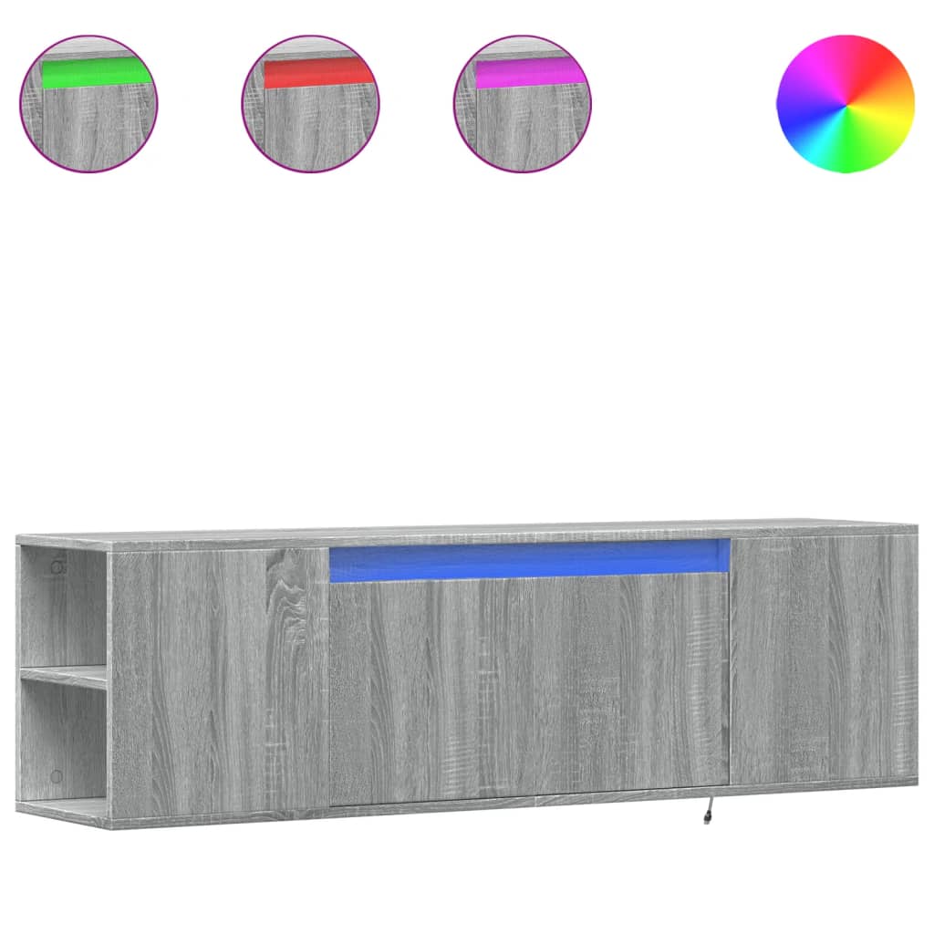 Meuble TV mural avec lumières LED sonoma gris 135x31x39,5 cm - XIOS