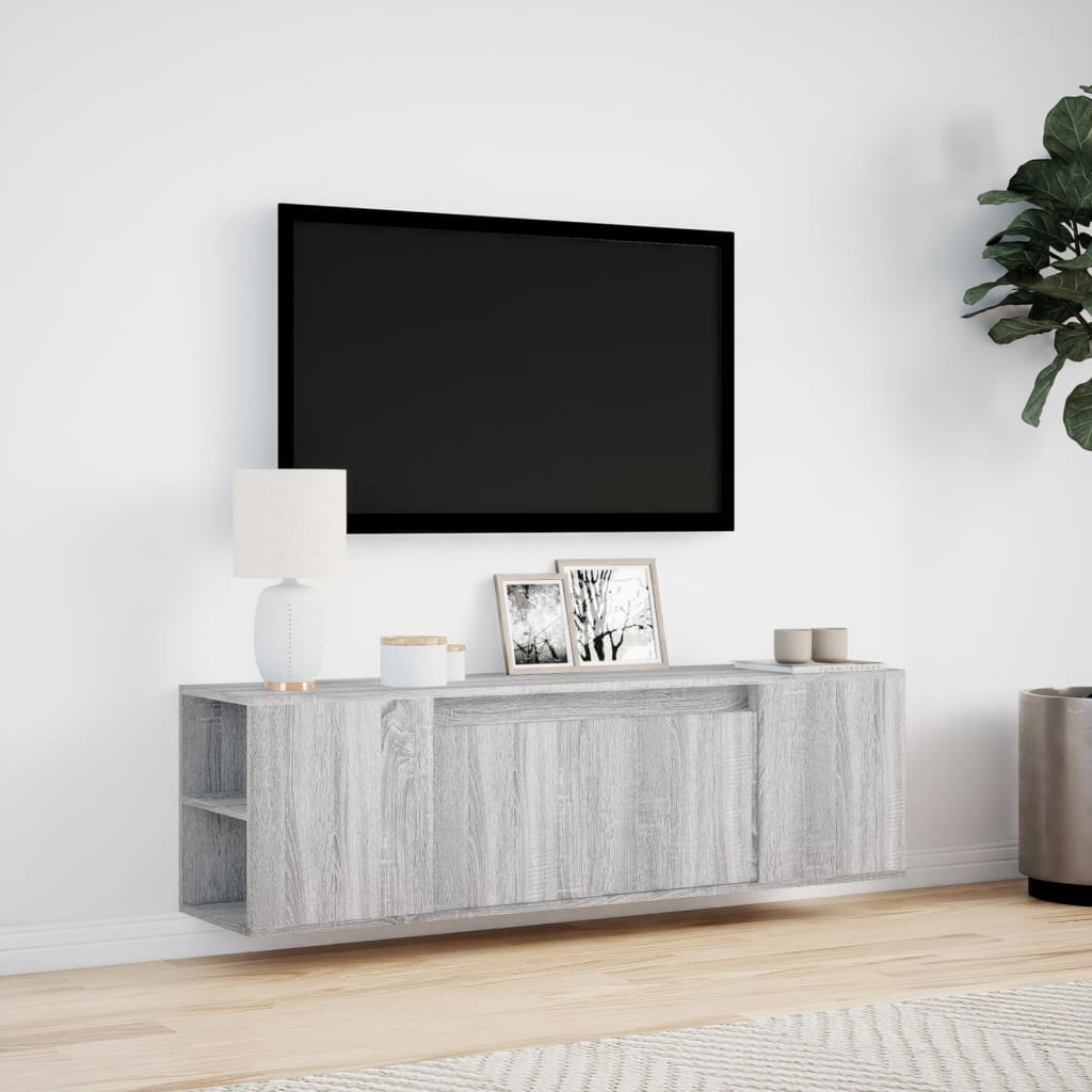 Meuble TV mural avec lumières LED sonoma gris 135x31x39,5 cm - XIOS