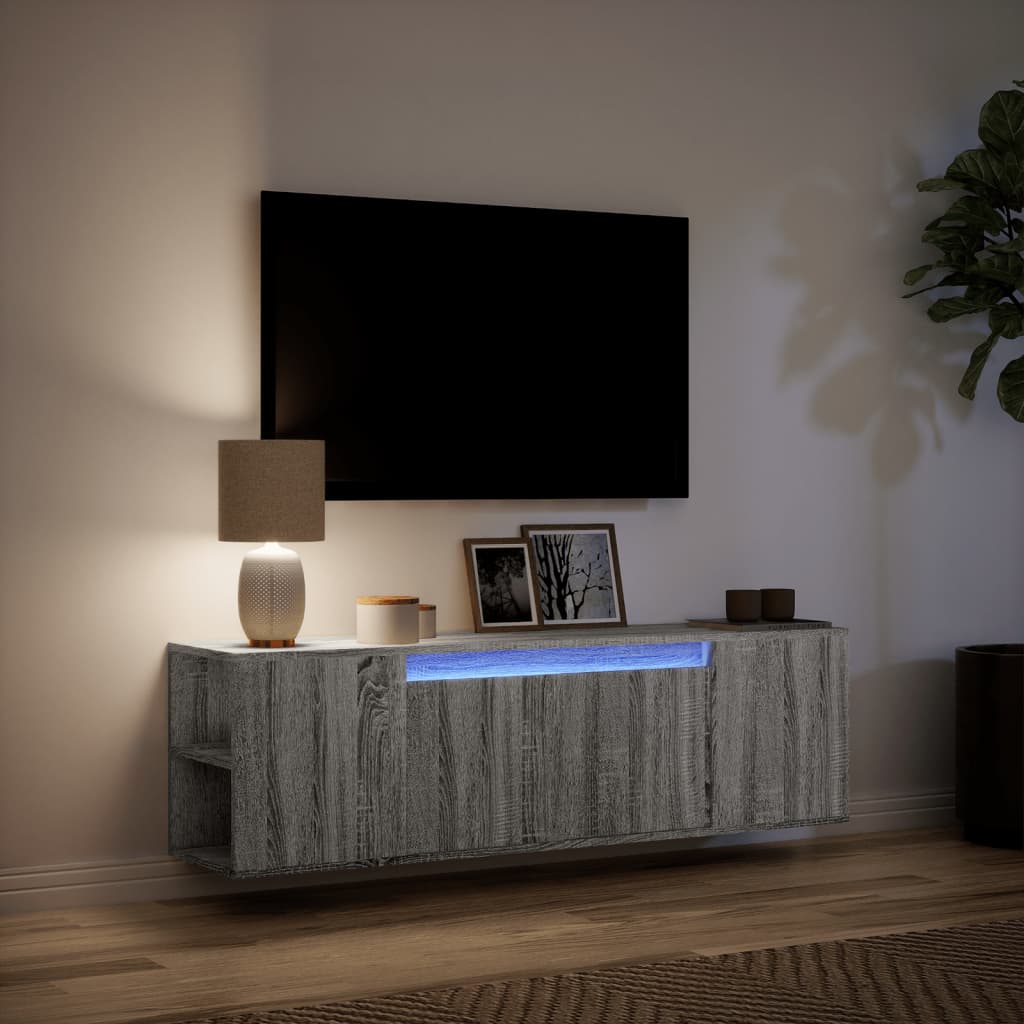 Meuble TV mural avec lumières LED sonoma gris 135x31x39,5 cm - XIOS
