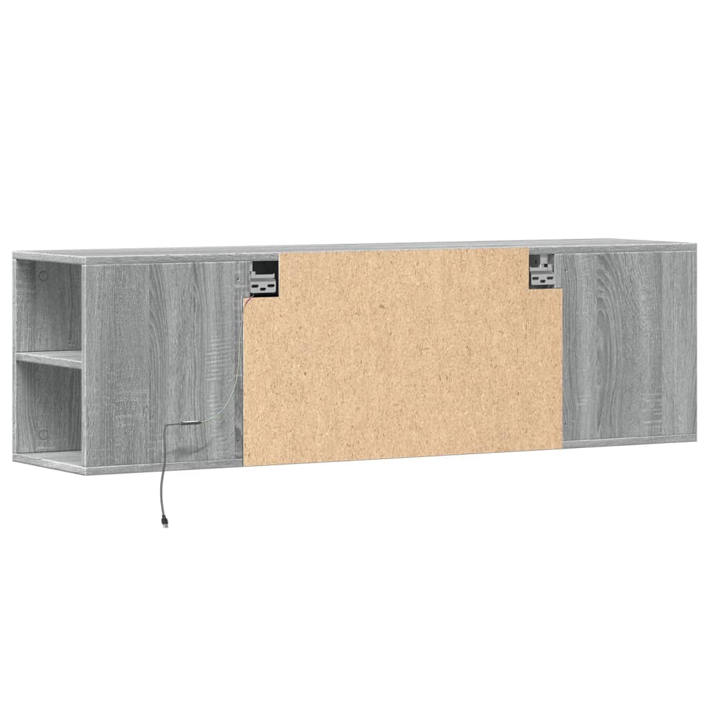Meuble TV mural avec lumières LED sonoma gris 135x31x39,5 cm - XIOS