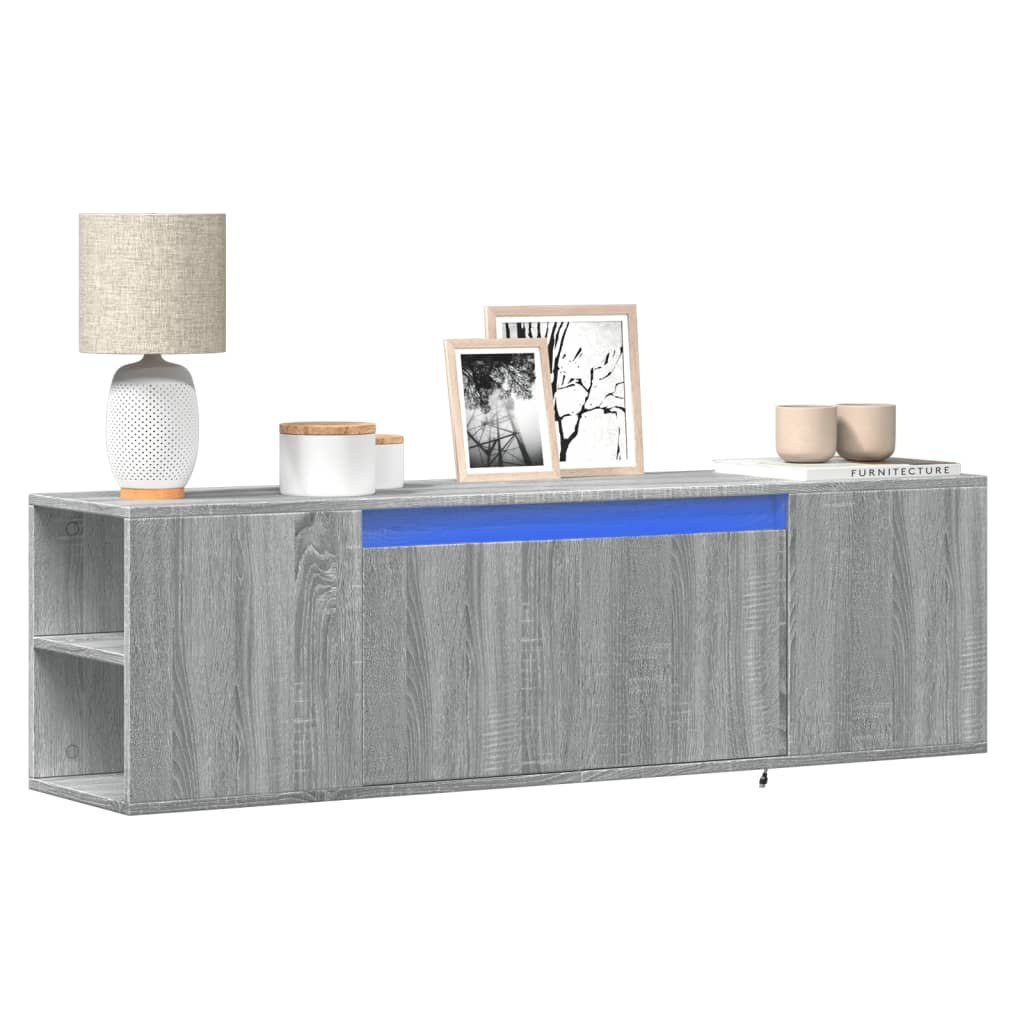 Meuble TV mural avec lumières LED sonoma gris 135x31x39,5 cm - XIOS
