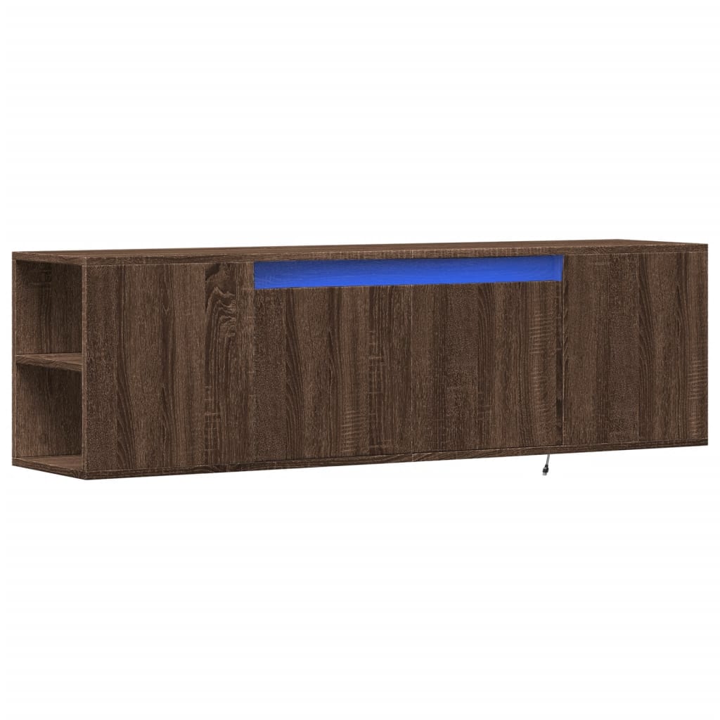 Meuble TV mural avec lumières LED chêne marron 135x31x39,5 cm - XIOS