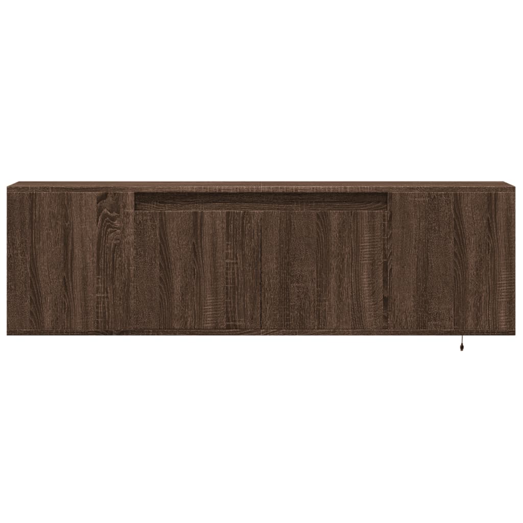 Meuble TV mural avec lumières LED chêne marron 135x31x39,5 cm - XIOS