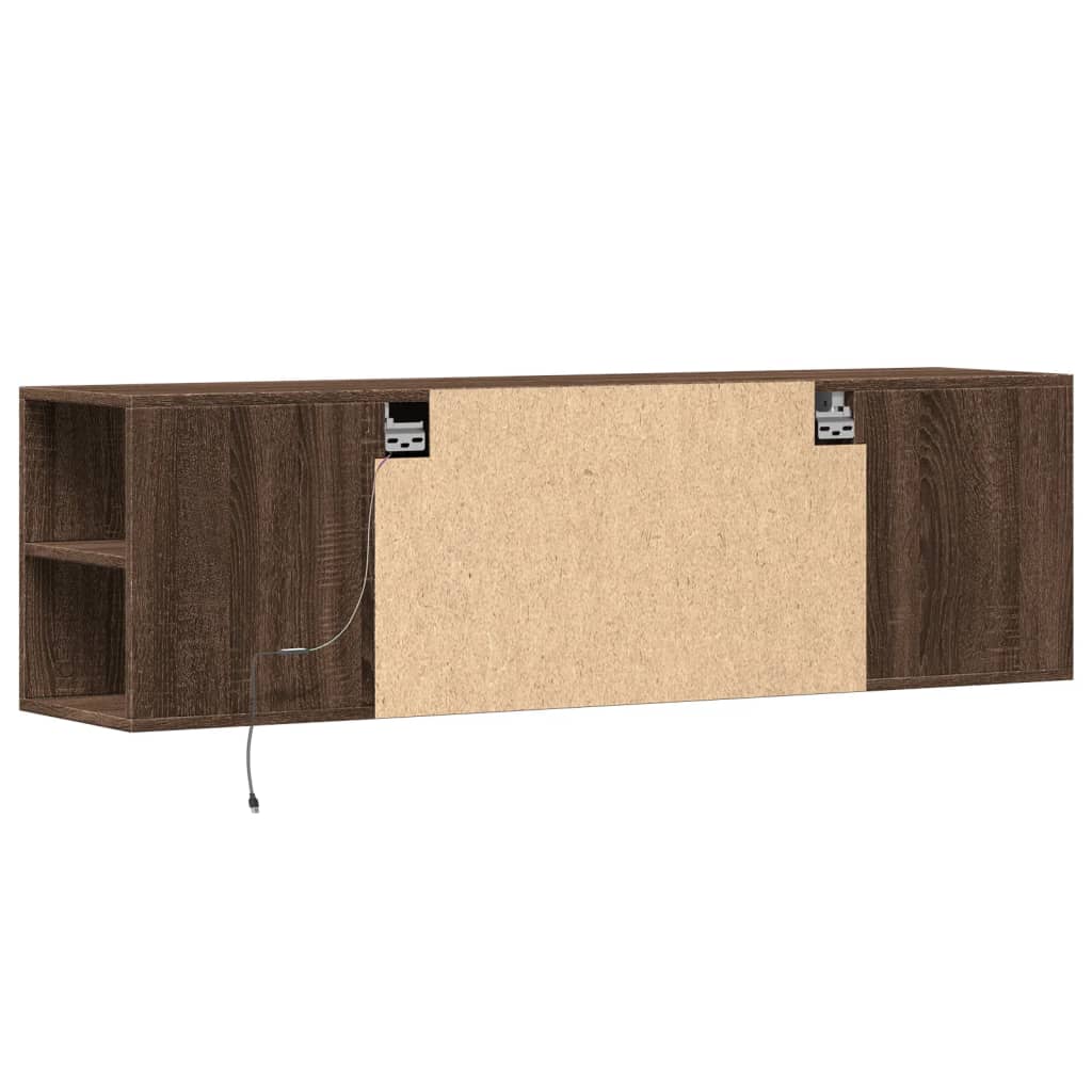 Meuble TV mural avec lumières LED chêne marron 135x31x39,5 cm - XIOS