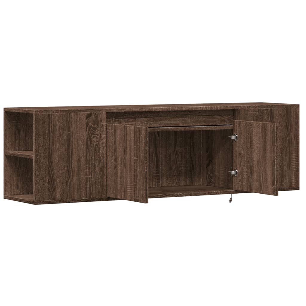 Meuble TV mural avec lumières LED chêne marron 135x31x39,5 cm - XIOS