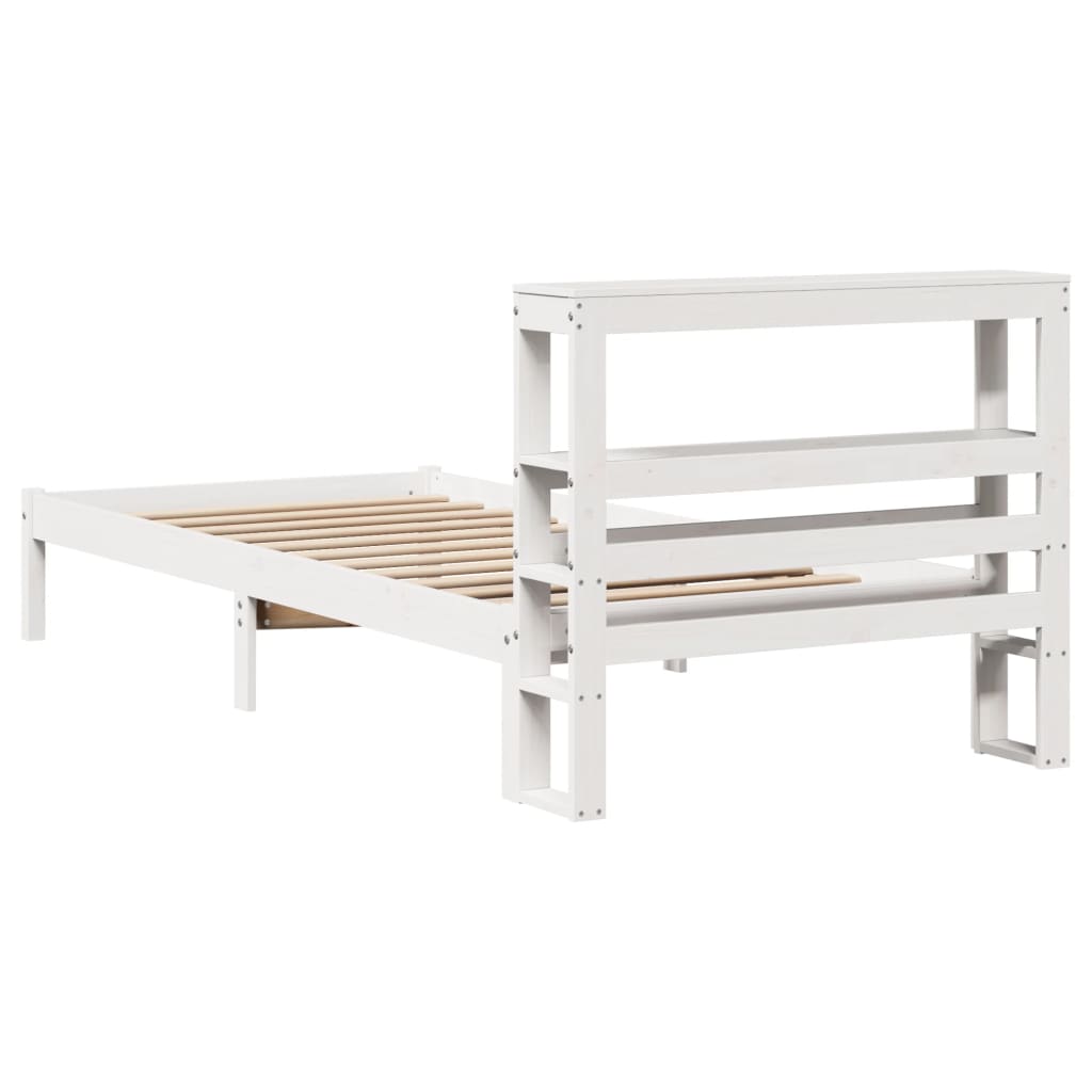 Cadre de lit sans matelas blanc 75x190 cm bois de pin massif - XIOS