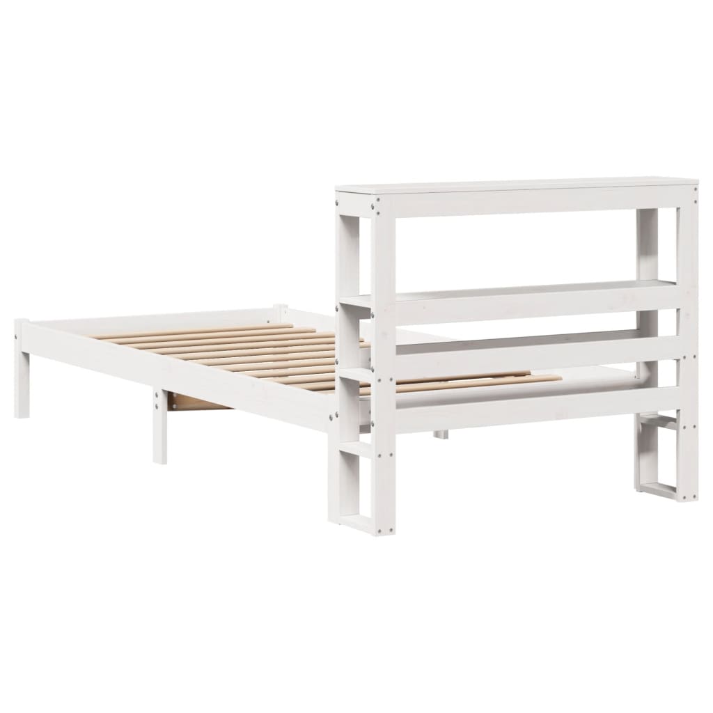 Cadre de lit sans matelas blanc 90x190 cm bois de pin massif - XIOS