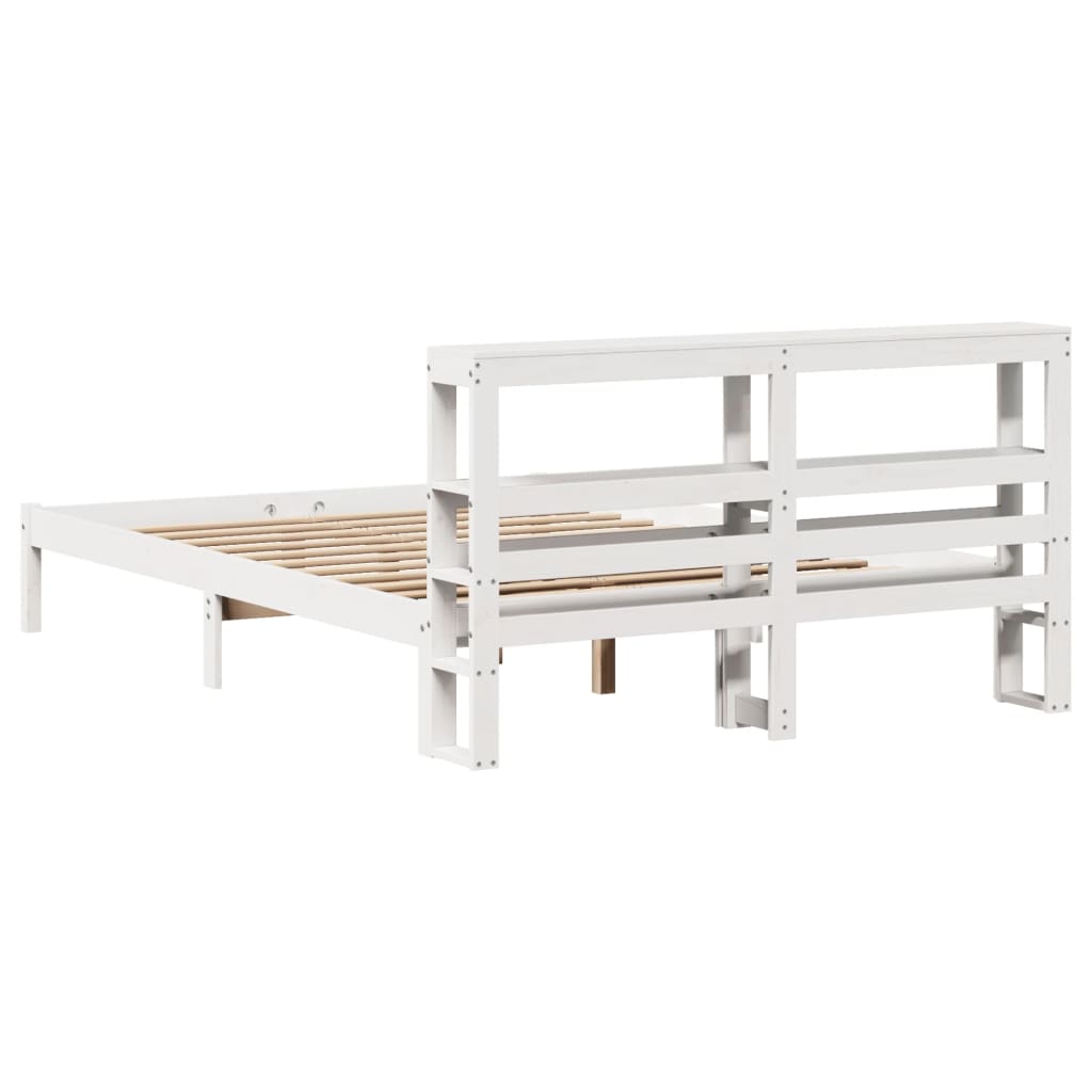 Cadre de lit sans matelas blanc 135x190 cm bois de pin massif - XIOS
