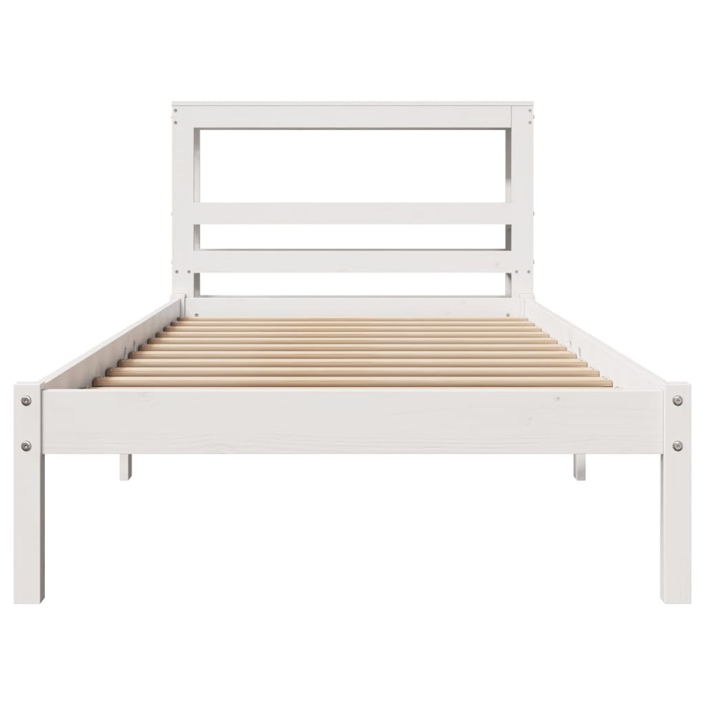 Cadre de lit sans matelas blanc 90x200 cm bois de pin massif - XIOS