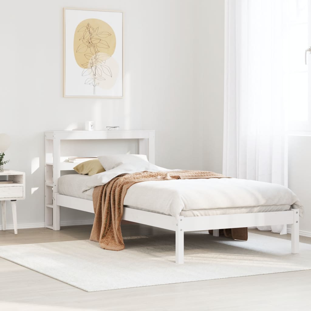 Cadre de lit sans matelas blanc 90x200 cm bois de pin massif - XIOS