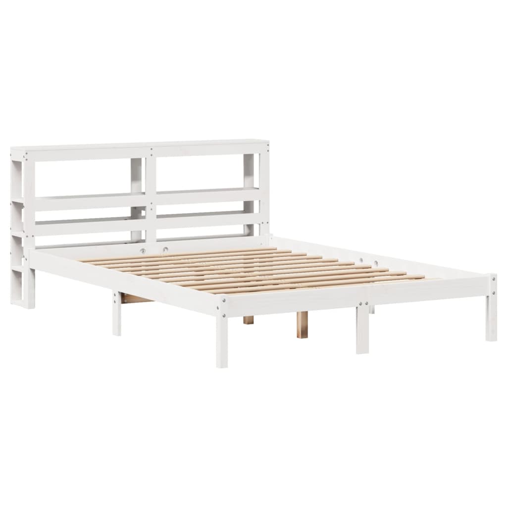 Cadre de lit sans matelas blanc 140x200 cm bois de pin massif - XIOS