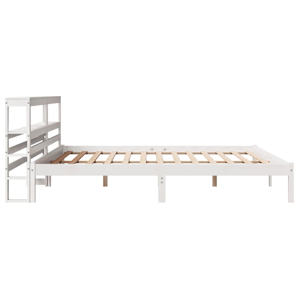 Cadre de lit sans matelas blanc 180x200 cm bois massif de pin - XIOS