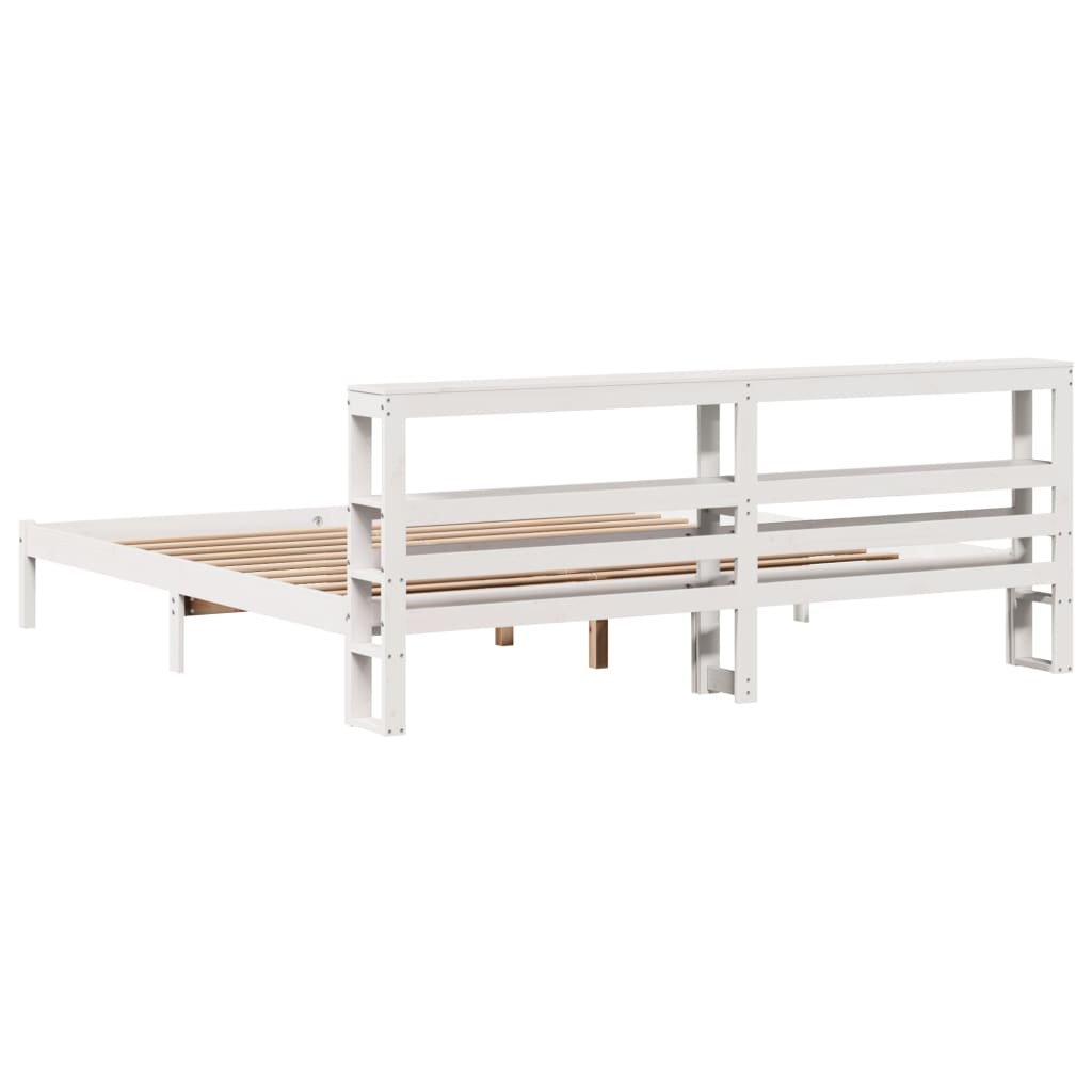 Cadre de lit sans matelas blanc 180x200 cm bois massif de pin - XIOS